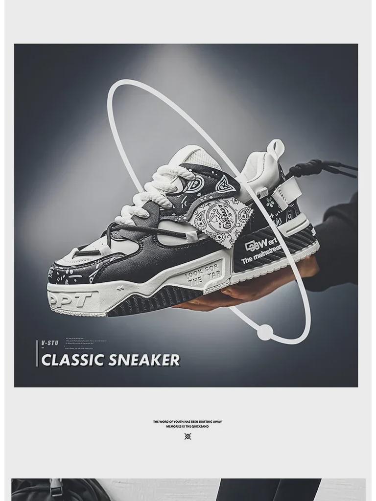 Men's National Style Trendy Autumn Casual Sports Shoes with Thick Sole