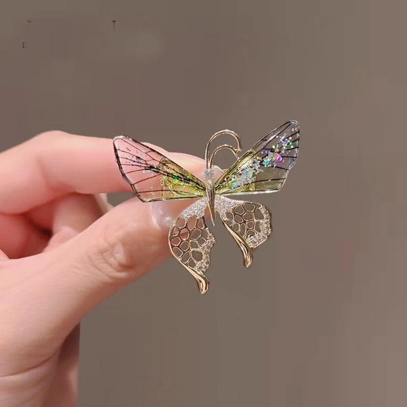 New Women Crystal Rhinestone  Brooches Butterfly Badge Pin Vintage  Elegant Zircon Pins Weddings Office Party Scarf Pin Jewelry