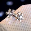 S925 Silver Korean Snowflake Zircon Stud Earrings for Women - Elegant, Simple Design, Ideal Christmas Gift.