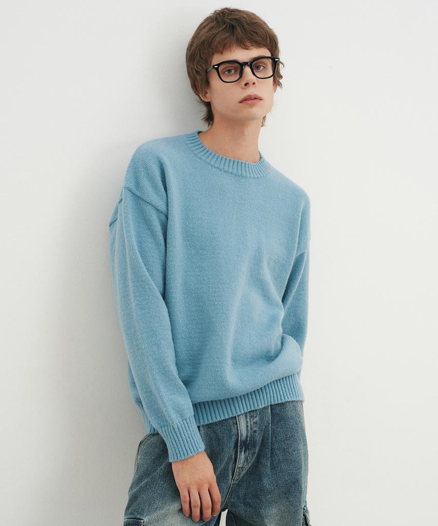 BLOND9 Alpha Crew Neck Round Knit_Sky Blue
