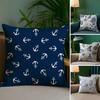 Home Decor Blue Nautical Anchor Pattern Throw Pillow Cover Pattern Cushion Cover Suitable for Sofa Bedroom Car Pillow Cover