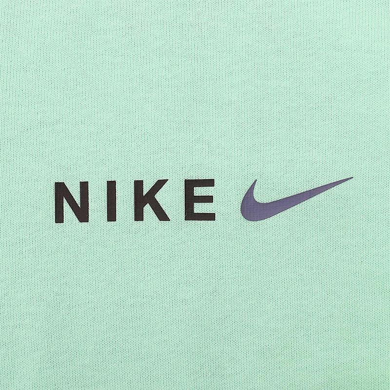 Nike Letter Logo Crew Neck Loose Casual Pullover Short Sleeve T-Shirt with Drop Shoulder Kids Tops Light-Green HF6172-376