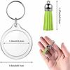 Lot de 50 Porte-clés Cadre Photo Acrylique avec Pompons Fermeture par Pression Insertion Photo Transparent Vide Porte-clés Rond 50 Pièces