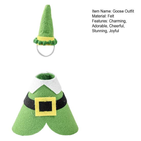 Mini Desk Goose Outfit 7 Inch Goose Statue Costume Felt Goose Clothes with Headpiece for Easter St. Patrick Day Table Key Holder Decor