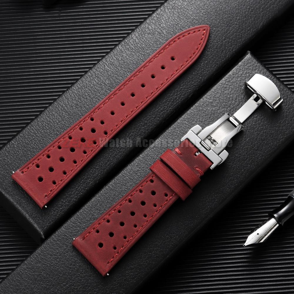 Quick Release Vintage Leather Watch Strap Stitching Cowhide Band for Omega 18/19/20/21/22/24mm Deployment Clasp Wrist Bracelet