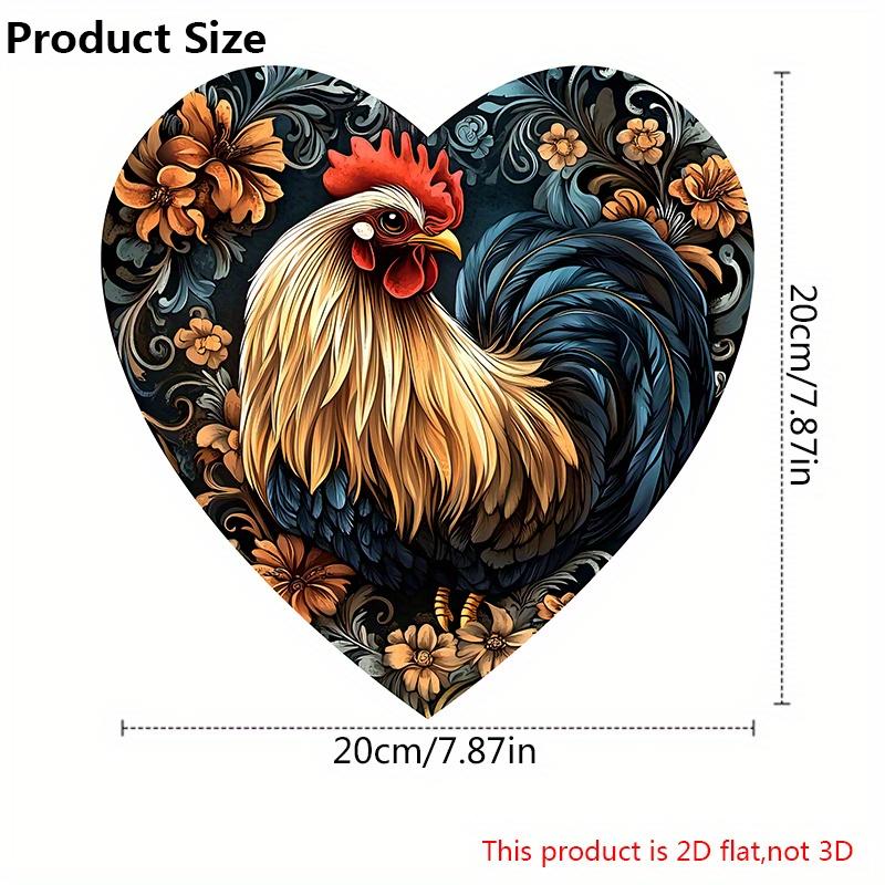 Heart-shaped Wooden Sign with Rooster Pattern, Decorative Plaque & Sign for Front Door Wall Hanging Decor, Ideal Home Hanging Decoration