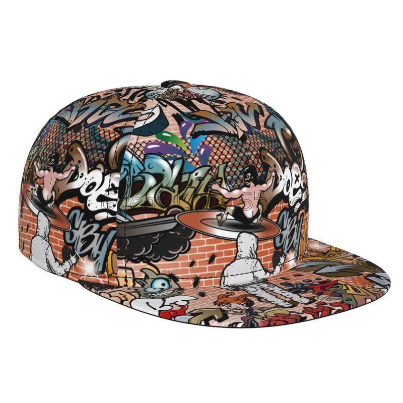 

Colorful Graffiti Art Print Baseball Cap Adjustable Snapback Hat for Men Women Unisex Hip Hop Caps Flat Bill Brim Hats Adjustable
