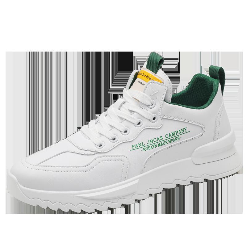 Men's shoes spring 2024 new versatile work leather surface non-slip waterproof board shoes sports leisure running white tide shoes