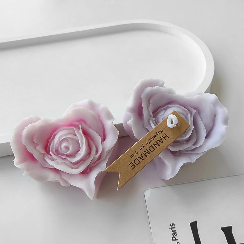 Love Rose Silicone Candle Mold DIY Heart Shape Flowers Aroma Candle Plaster Mould Handmade Candy Chocolate Baking Tool