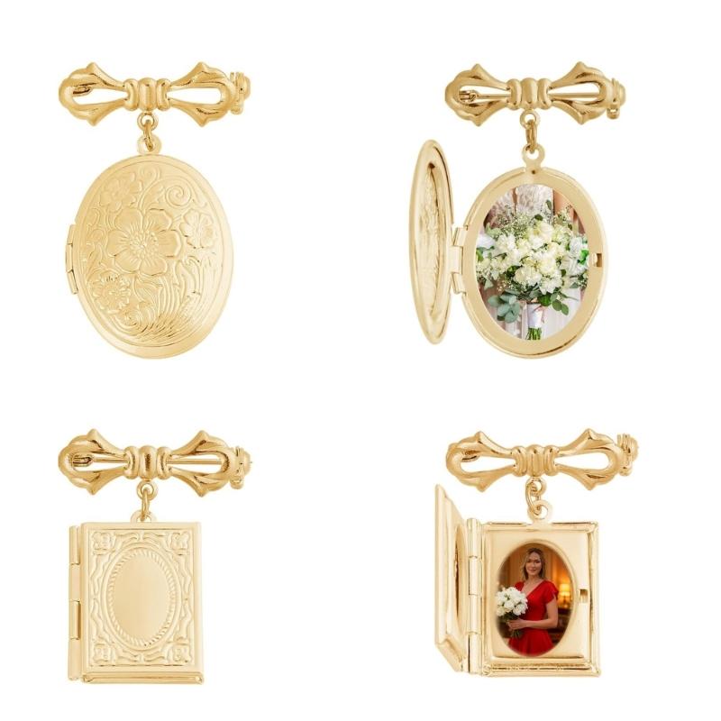 Vintage Alloy Photo Frame Charm Brooch Decorative Accessory For Clothing Bags Hats