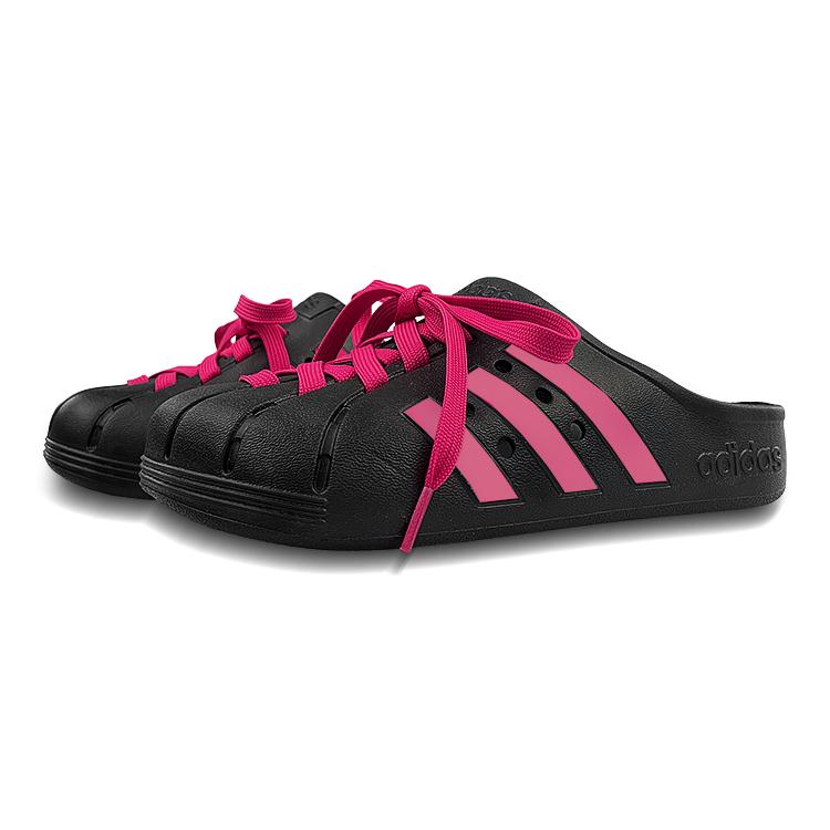 Adidas Adilette Abrasion Resistant Slip Resistant Closed Toe Slippers Unisex Black Pink GZ5886(Team47-)
