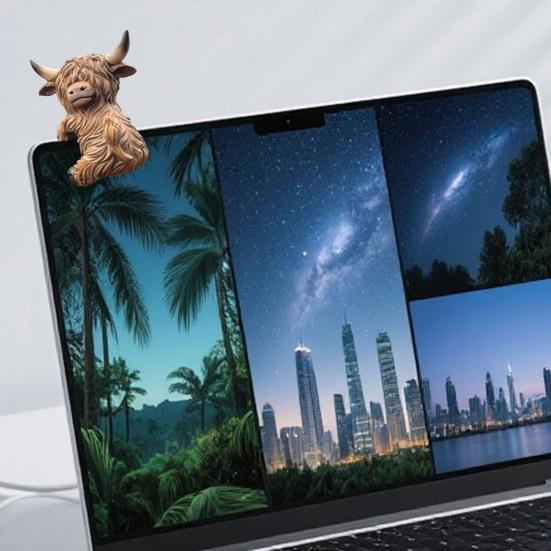 Mini Highland Cow Pot Hugger for Planter Miniature Animal Flower Pot Climber Resin Calf Sculpture for Outdoor Garden Patio Fence Lawn Yard Decor