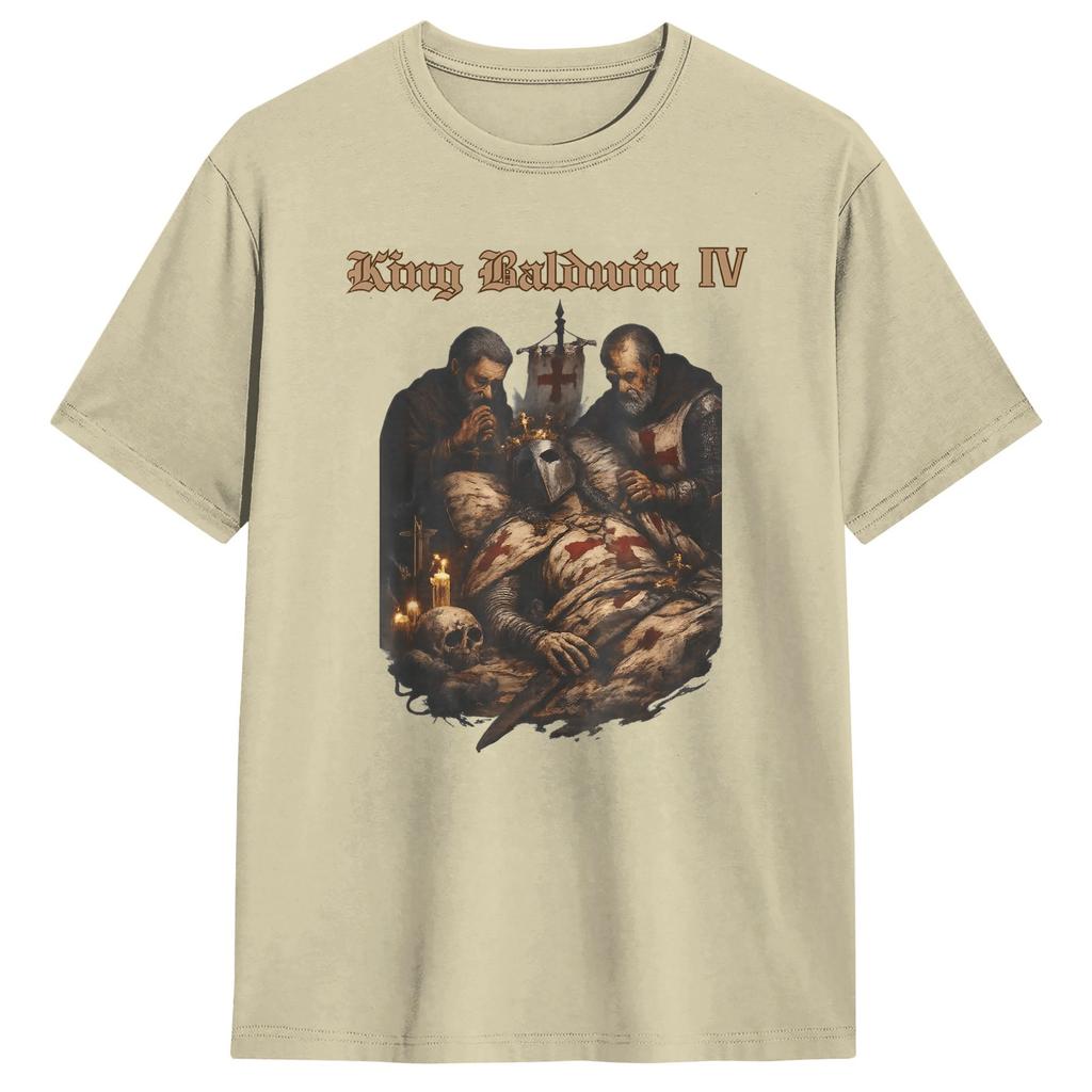 Men Sliver Mask King Baldwin IV Meme T Shirts 100% Cotton Tops Novelty Short Sleeve Crewneck Tees Gift Idea T-Shirt