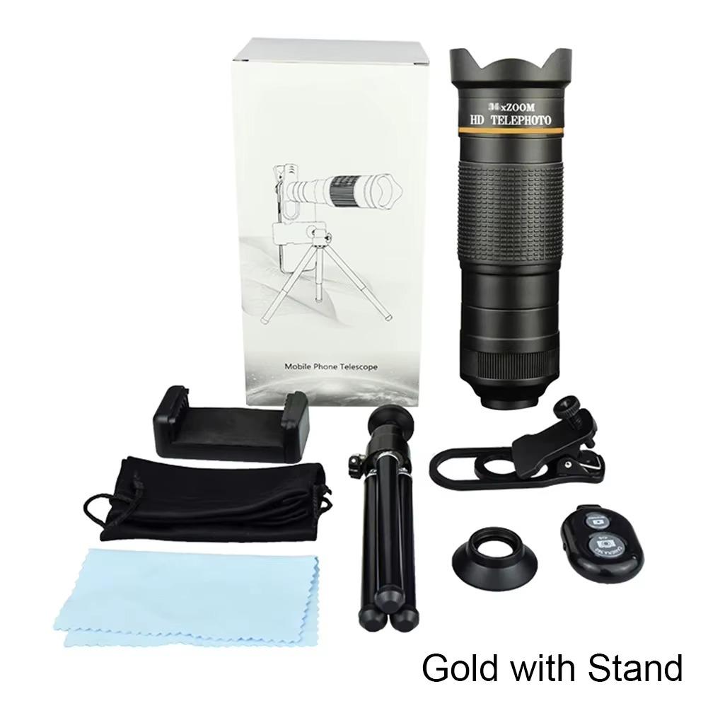 Monocular Telecope Zoom Macro Fisheye 4 In1 Wide Angel Lens Kit Phone Camera Lens 36x Telephoto For Cellphone Iphone Samsung Xiaomi Huawei