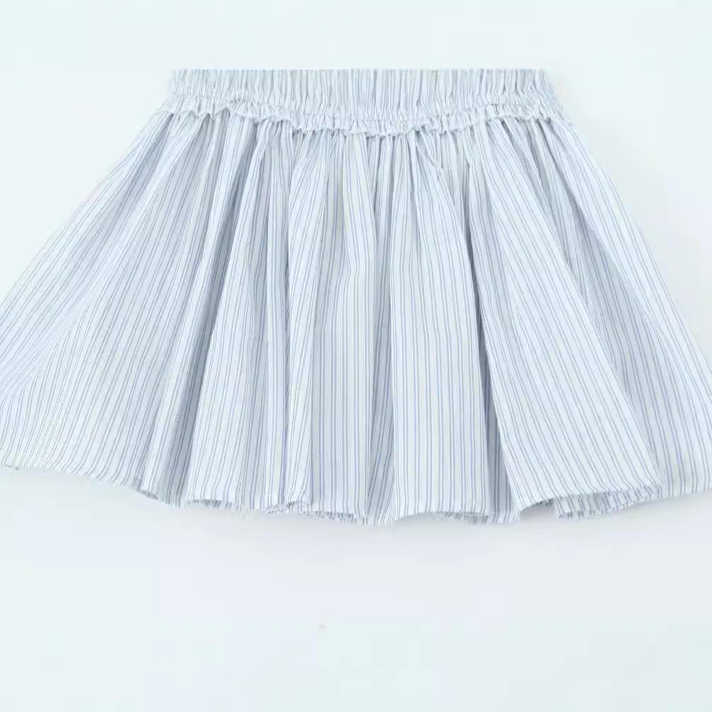 2024 Summer Women's European & American French-Style Striped Off-Shoulder Ruched Mini Dress