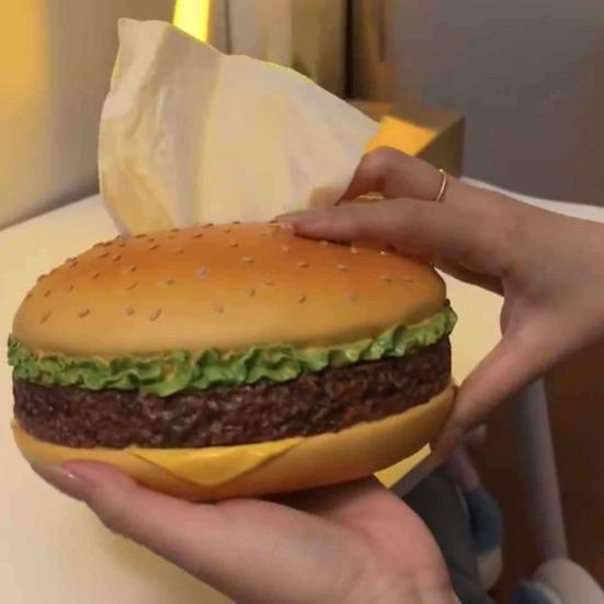 Burger Tissue Box Large Capacity Realistic Looking Hamburger Tissue Storage Box Decorative Paper Towel