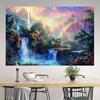 2D Dreamy Forest Waterfall Wall Tapestry Rainbow Sky Background Cloth for Home