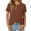 Women's Fashionable Casual Summer V-neck Button Short-sleeved Top