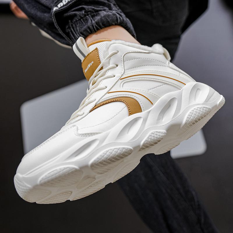 Waterproof Men's Warm Sports Shoes Fashion High Top Plush Sneakers Male Winter Outdoor Trainers for Jogging Walking