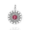 Handmade Round Twister Wire Pendant for Her, 925.% Silver Pendant, Red Corundum, Gift for Mom
