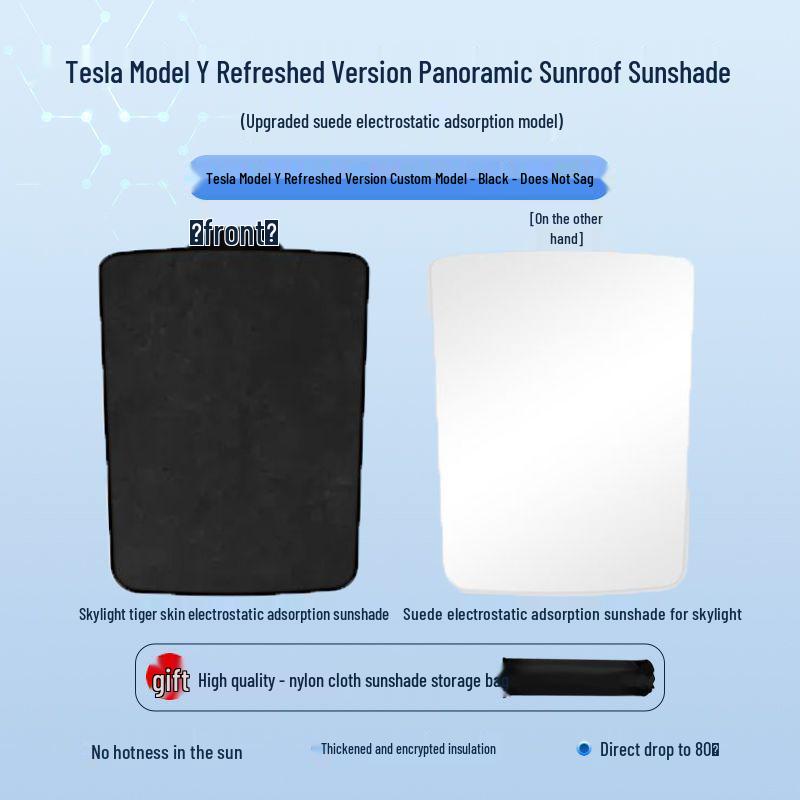 Model Y/3 Suede Sunroof Shade: Tesla Sun Protection & Heat Insulation