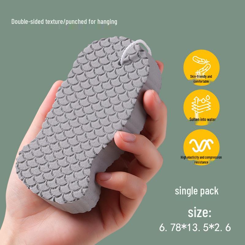 

3D Отшелушивающая губка для тела: Улучшенная двухсторонняя хлопковая мочалка для купания младенцев и отшелушивания кожи серый
