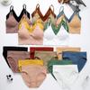 TERMEZY Women Seamless Bra Set Sexy Low Waist Briefs Wire Free Bralette Cotton Fitness Underwear Suit