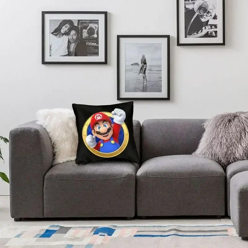 Mario Soundate Double-sided Printed Cushion, Living Room Cartoon Printed Cushion Cover