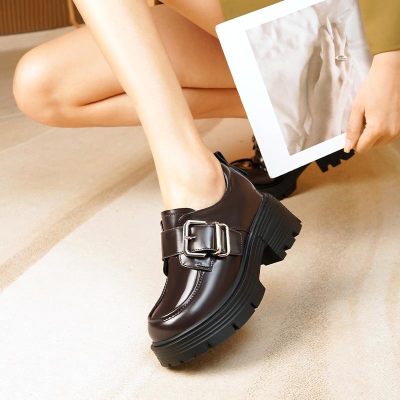 Yuexinwang leather flat for Huizhou women's shoes Su Yinyin same shoes autumn and winter new cotton warm loafers women