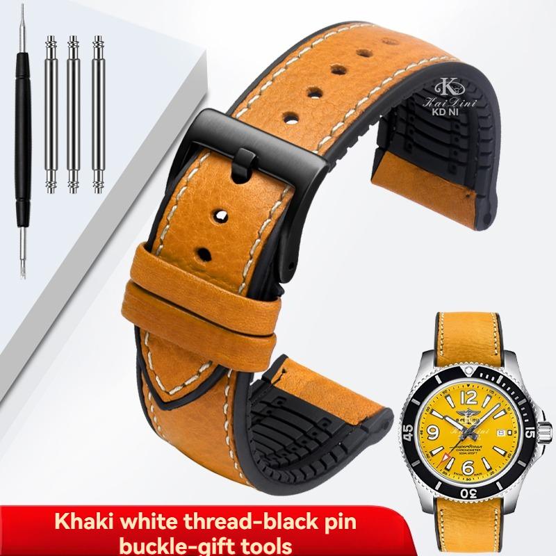 Italy Genuine Leather Skin Watchband For Any Brand Watch Soft Waterproof Rubber Bottom Strap Men Bracelet 19mm 20mm 21 22mm 23mm