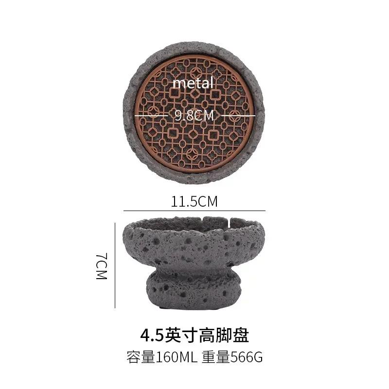 Creative Black Volcanic Stone Art Tableware, Dry Ice Sushi Plate, Cold Plate, Unique Cement Honeycomb Coal Spherical Plate