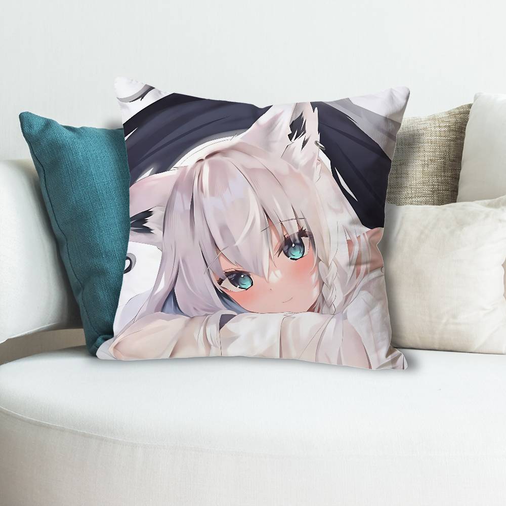 Cute SShirakami FFubuki Anime Celebrity Merchandise AllMatch Printed Pillow Case Sofa Car Office Room Decoration Protector