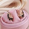 1 Pair Black Zircon Flower Shape Earrings for Women Party Fine Jewelry Luxury Golden Color Fruit Drop Earrings