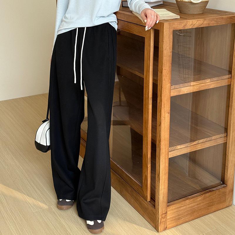 2026 Spring Minimalist High-Waisted Drawstring Wide-Leg Women s Casual Pants Extra Large