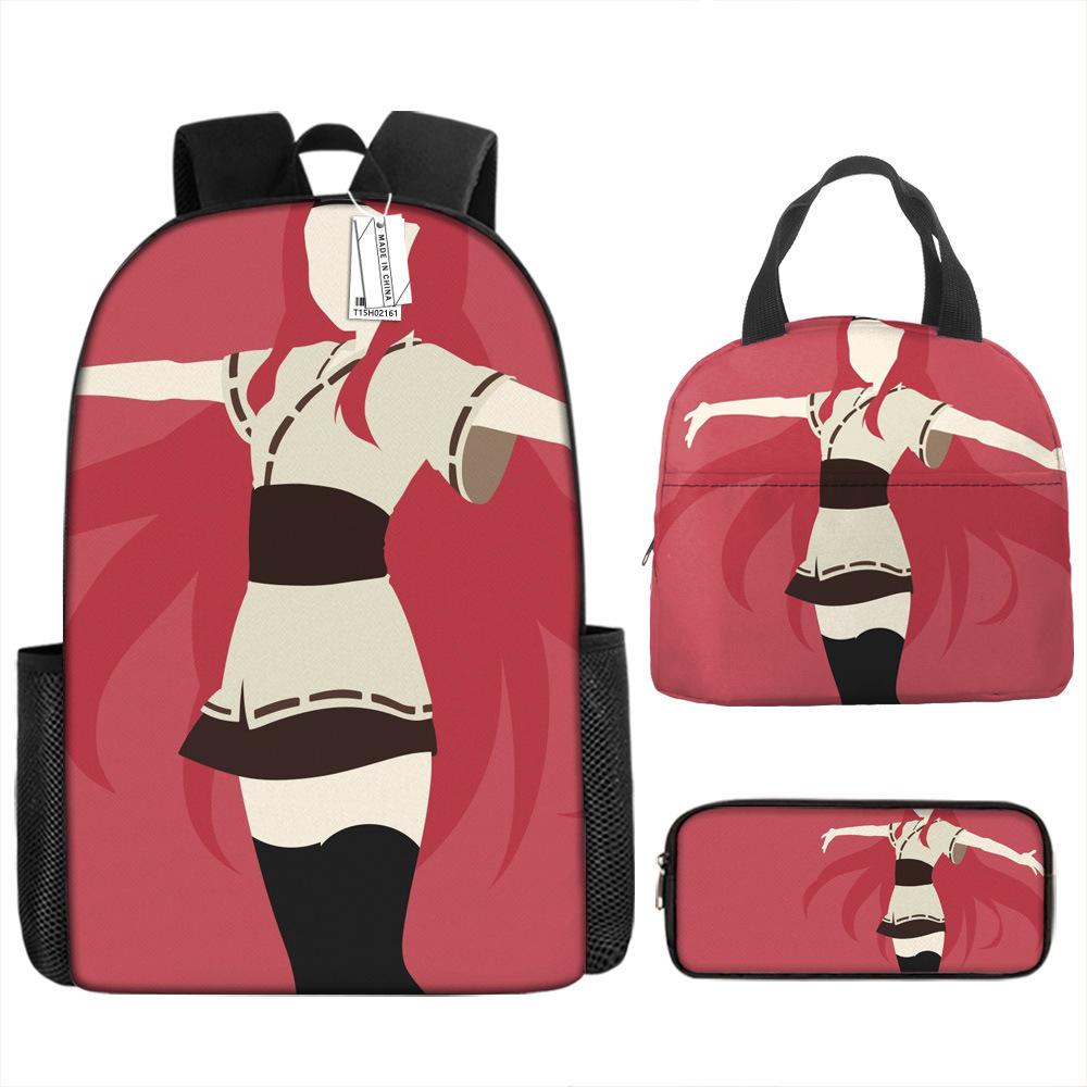 Naruto Shippuden Elementary and Secondary School School Bag Large Capacity Campus Backpack Lunch Bag Pencil Bag Three-piece Set