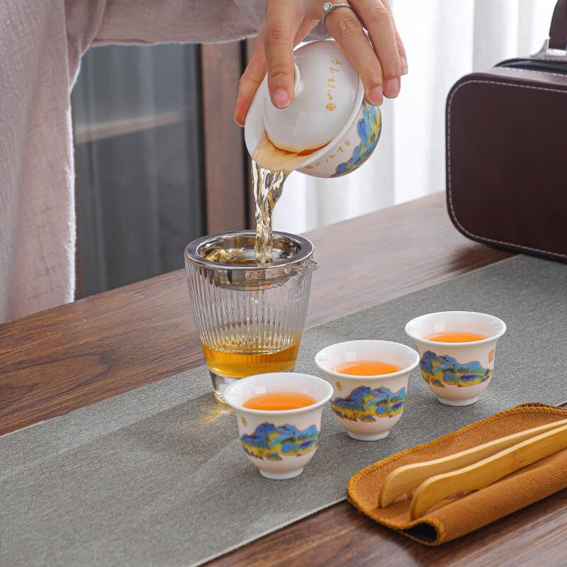 Mutton-Fat Jade Porcelain Travel Tea Set