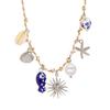 Collar de Perlas de Dopamina en Forma de Corazón con Colgante de Estrella de Mar Multicolor en Acero Inoxidable.