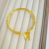 Gold Butterfly Bangle with Auspicious Inscription - Retro Chinese Style Open Bracelet