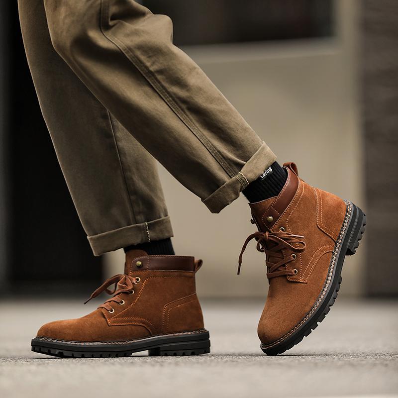 Workwear Ankle Men's Leather Boots High-quality Men's Cowhide Suede Fashionable and Versatile Outdoor Work Boots Desert Shoes
