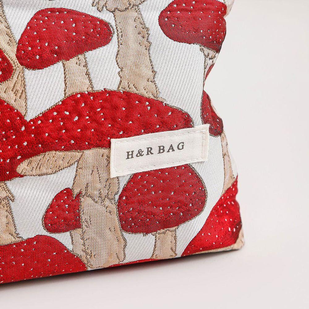 Simplicity Canvas Makeup Bag M/L Size Red Mushroom Printing Coin Key Purse Washing Portable Handbag Gift