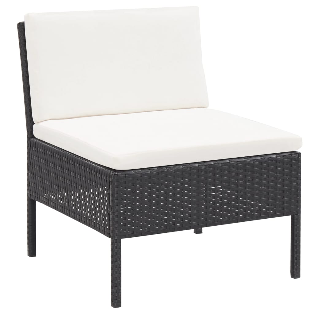 6 Piece Garden Lounge Set with Cushions Poly Rattan Black