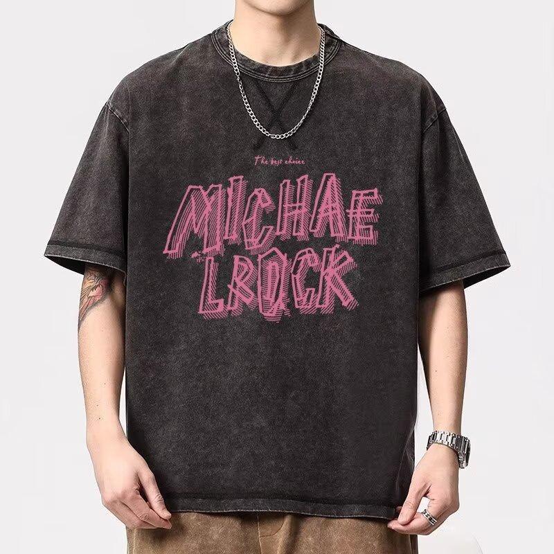 

Футболка с эффектом стирки тайд, с коротким рукавом, мужская, трендовая, свободного кроя, повседневные топы, лето 5XL серый