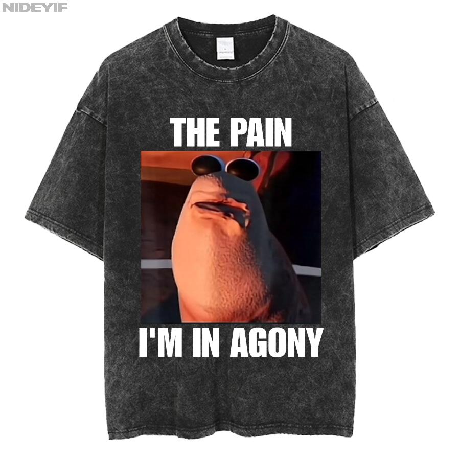 Marcus The Worm Meme Oversized T shirt Cotton Washed Tshirt for men women hiphop streetwear P