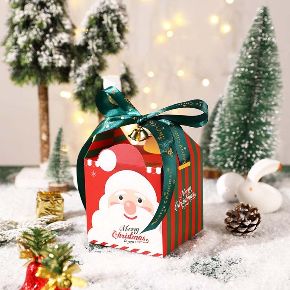 6PCS Square Christmas Candy Box with Bell and Ribbon Chocolate Box  Christmas Eve