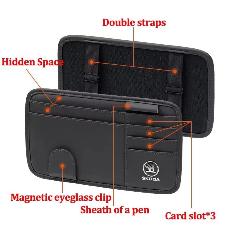 HLLQ9 Car Sun Visor Glasses Box Sunglasses Clip Card Ticket Holder for Skoda Fabia Kamiq Yeti Octavia Superb Kodiaq Karoq Rapid Scala