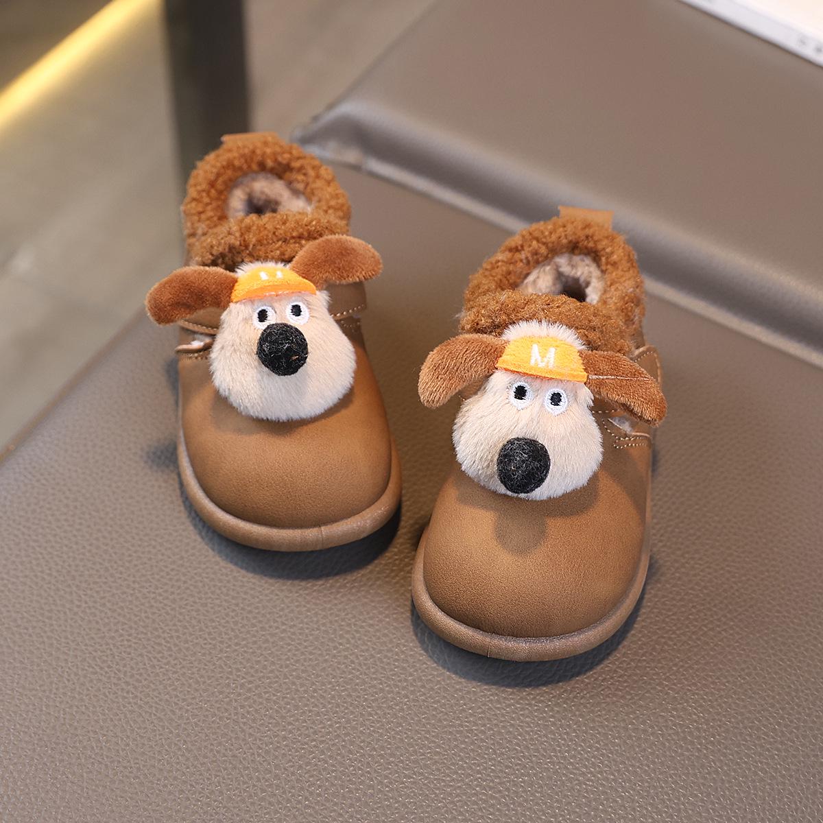

Unisex Cartoon Puppy Cotton Shoes - 2025 Winter Style, Warm Velvet, Snow Boots for Kids Sizes 21-26 (Order 6 Pairs) жовтий/коричневий