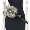 Patchwork Heart Waist Belt Faux Fur Brown Rivet Belt Fashion Women Waistband  Waist Accessories