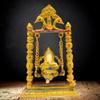 Pure Brass White & Gold Patina Ganesha Idol, Ganpati Bappa Statue - 9 Inch