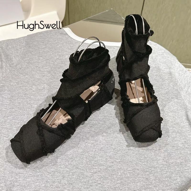 Mode Luxus Fransen Kreuz band Ballerinas Frau Elegante Square Toe Knöchel Schnalle Riemen Ballerinas Damen Marke Design Bein Krawatte Schuhe