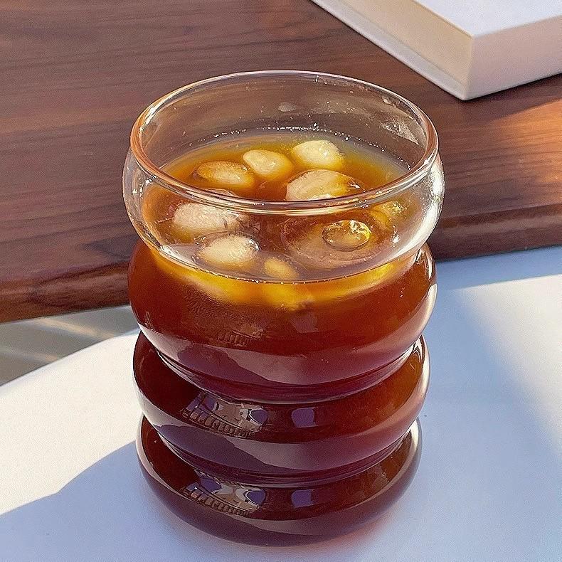 High-Temperature Resistant Thick Borosilicate Glass Caterpillar Cup with Spiral Design for Home Use